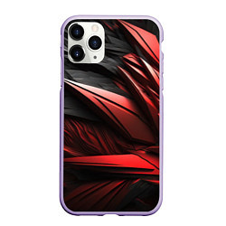 Чехол iPhone 11 Pro матовый Объемные красные элементы, цвет: 3D-светло-сиреневый