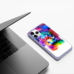 Чехол iPhone 11 Pro матовый Акварельный пикачу - живопись, цвет: 3D-светло-сиреневый — фото 2