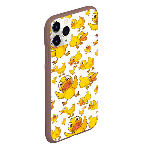 Чехол iPhone 11 Pro матовый Yellow ducklings / 3D-Коричневый – фото 2