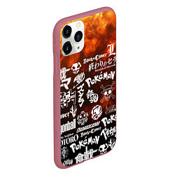 Чехол iPhone 11 Pro матовый Огненные аниме паттерн, цвет: 3D-малиновый — фото 2
