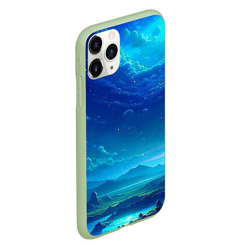 Чехол iPhone 11 Pro матовый Фантастический космос / 3D-Салатовый – фото 2