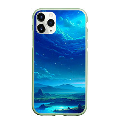 Чехол iPhone 11 Pro матовый Фантастический космос, цвет: 3D-салатовый