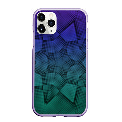 Чехол iPhone 11 Pro матовый Холодный градиент зелено-фиолетовый, цвет: 3D-светло-сиреневый