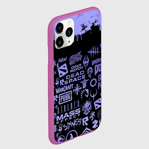 Чехол iPhone 11 Pro матовый Games pattern / 3D-Фиолетовый – фото 2
