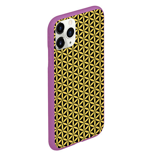 Чехол iPhone 11 Pro матовый Цветок Жизни - Золото / 3D-Фиолетовый – фото 2