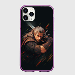 Чехол iPhone 11 Pro матовый Ведьмак Геральт - персонаж, цвет: 3D-фиолетовый