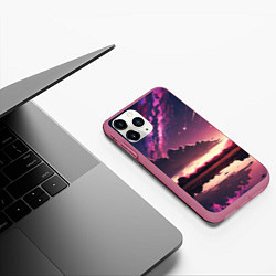 Чехол iPhone 11 Pro матовый Аниме комета, цвет: 3D-малиновый — фото 2