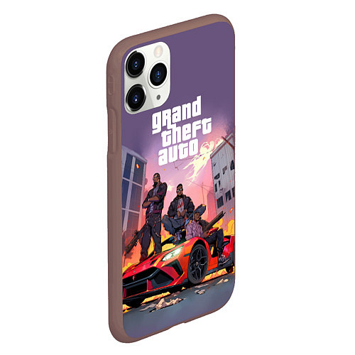 Чехол iPhone 11 Pro матовый Grand Theft Auto - game / 3D-Коричневый – фото 2