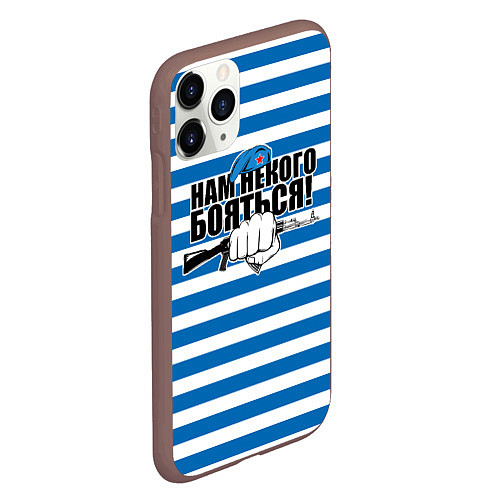 Чехол iPhone 11 Pro матовый ВДВ - нам некого бояться - тельняшка / 3D-Коричневый – фото 2