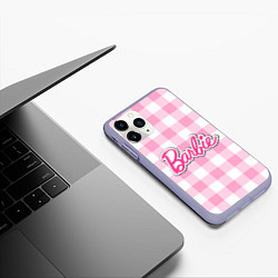 Чехол iPhone 11 Pro матовый Барби лого розовая клетка, цвет: 3D-светло-сиреневый — фото 2