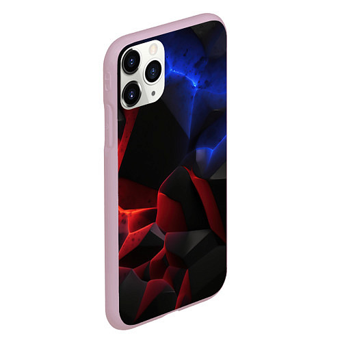 Чехол iPhone 11 Pro матовый Синие и красные плиты / 3D-Розовый – фото 2