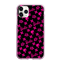 Чехол iPhone 11 Pro матовый Барби паттерн черно-розовый, цвет: 3D-розовый