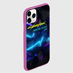 Чехол iPhone 11 Pro матовый Cyberpunk неоновые плиты, цвет: 3D-фиолетовый — фото 2