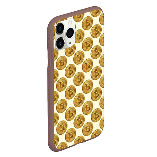 Чехол iPhone 11 Pro матовый Биткоин монета / 3D-Коричневый – фото 2