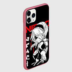 Чехол iPhone 11 Pro матовый Nier automata - черный и красный, цвет: 3D-малиновый — фото 2