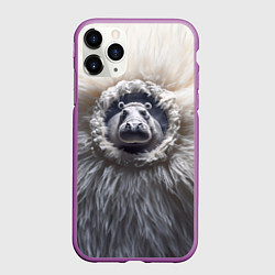 Чехол iPhone 11 Pro матовый Брутальный бегемот, цвет: 3D-фиолетовый