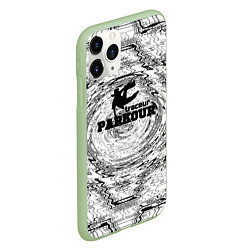 Чехол iPhone 11 Pro матовый Parkour черно белый абстрактный узор, цвет: 3D-салатовый — фото 2