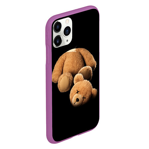 Чехол iPhone 11 Pro матовый Плюшевый медведь с оторванной головой / 3D-Фиолетовый – фото 2