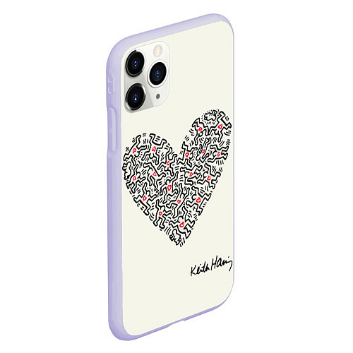 Чехол iPhone 11 Pro матовый Сердце - Кейт Харинг / 3D-Светло-сиреневый – фото 2