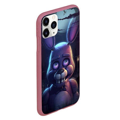 Чехол iPhone 11 Pro матовый Bonnie FNAF / 3D-Малиновый – фото 2