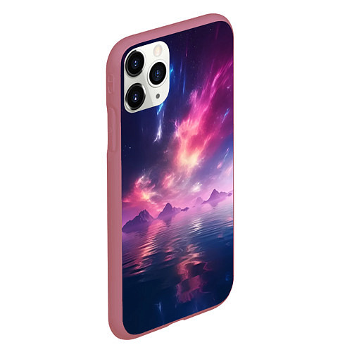 Чехол iPhone 11 Pro матовый Space and islands / 3D-Малиновый – фото 2