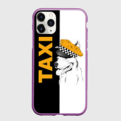Чехол iPhone 11 Pro матовый Собака в кепке таксиста, цвет: 3D-фиолетовый