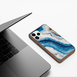 Чехол iPhone 11 Pro матовый Узор волна голубой океанический агат, цвет: 3D-коричневый — фото 2