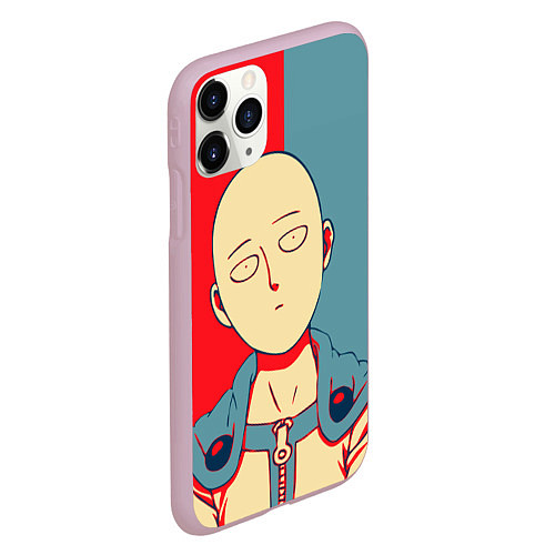 Чехол iPhone 11 Pro матовый Saitama hero face / 3D-Розовый – фото 2