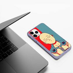 Чехол iPhone 11 Pro матовый Saitama hero face, цвет: 3D-светло-сиреневый — фото 2