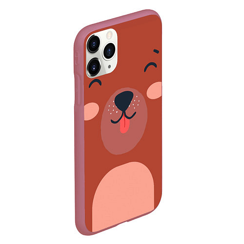 Чехол iPhone 11 Pro матовый Малаш медвежонок / 3D-Малиновый – фото 2