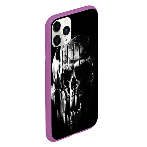 Чехол iPhone 11 Pro матовый Brutal skull / 3D-Фиолетовый – фото 2