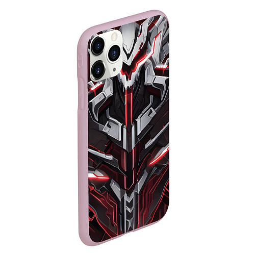 Чехол iPhone 11 Pro матовый Красная кибер броня / 3D-Розовый – фото 2