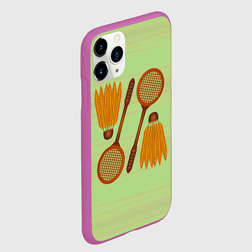 Чехол iPhone 11 Pro матовый Бадминтон / 3D-Фиолетовый – фото 2
