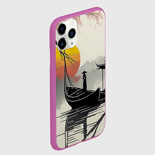 Чехол iPhone 11 Pro матовый Красота Японии / 3D-Фиолетовый – фото 2