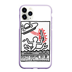 Чехол iPhone 11 Pro матовый Кейт Харинг - 83, цвет: 3D-светло-сиреневый