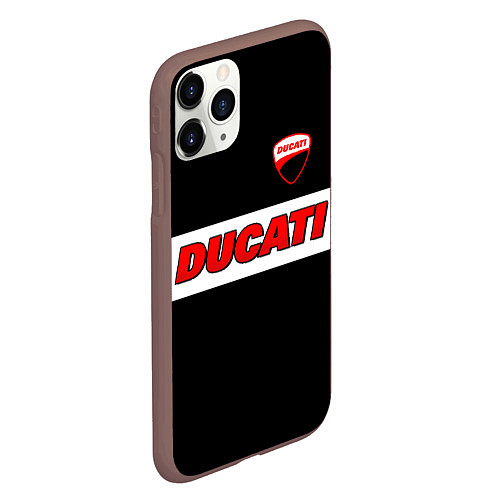 Чехол iPhone 11 Pro матовый Ducati motors - черный / 3D-Коричневый – фото 2