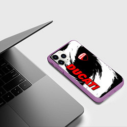 Чехол iPhone 11 Pro матовый Ducati - мазки краски, цвет: 3D-фиолетовый — фото 2