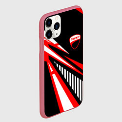 Чехол iPhone 11 Pro матовый Ducati- красные абстрактные фигуры, цвет: 3D-малиновый — фото 2