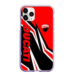 Чехол iPhone 11 Pro матовый Ducati- red stripes, цвет: 3D-светло-сиреневый