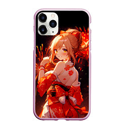 Чехол iPhone 11 Pro матовый Ёимия - фейервеки, цвет: 3D-розовый