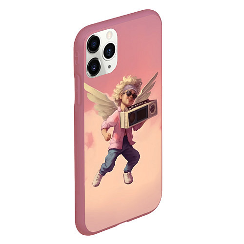 Чехол iPhone 11 Pro матовый Ангел с бумбоксом / 3D-Малиновый – фото 2