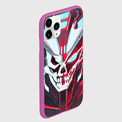 Чехол iPhone 11 Pro матовый Череп киберпанк красный, цвет: 3D-фиолетовый — фото 2