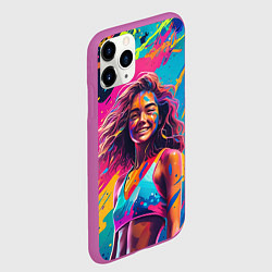 Чехол iPhone 11 Pro матовый Девушка в буйстве красок, цвет: 3D-фиолетовый — фото 2