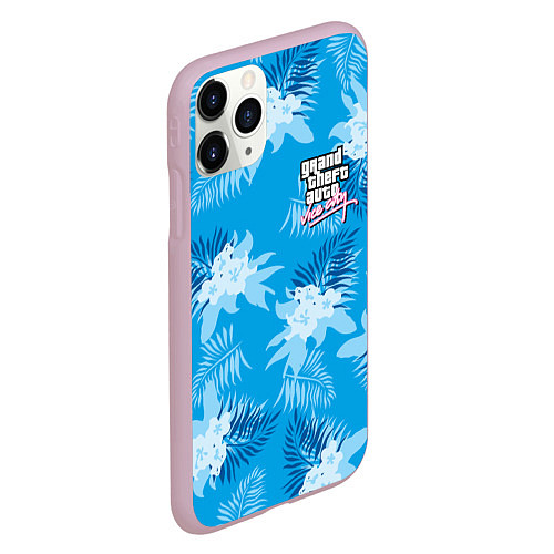 Чехол iPhone 11 Pro матовый Цветочный паттерн - GTA vice city / 3D-Розовый – фото 2