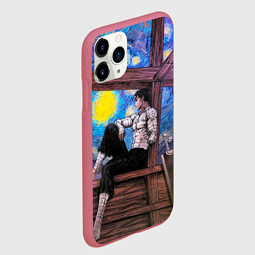 Чехол iPhone 11 Pro матовый Берсерк и небо Ван Гога / 3D-Малиновый – фото 2