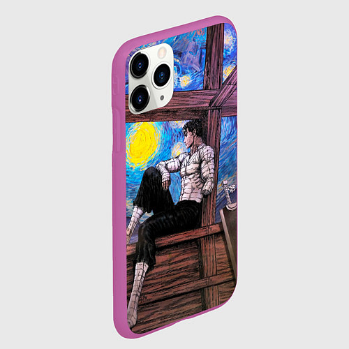 Чехол iPhone 11 Pro матовый Берсерк и небо Ван Гога / 3D-Фиолетовый – фото 2