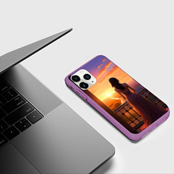 Чехол iPhone 11 Pro матовый Прекрасный вид - нейросеть, цвет: 3D-фиолетовый — фото 2