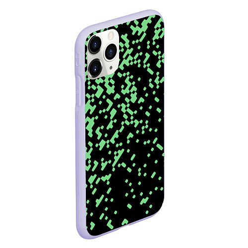 Чехол iPhone 11 Pro матовый Green pixel / 3D-Светло-сиреневый – фото 2