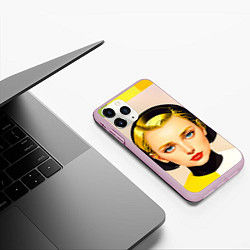 Чехол iPhone 11 Pro матовый Девушка с жёлтыми волосами конструктивизм, цвет: 3D-розовый — фото 2