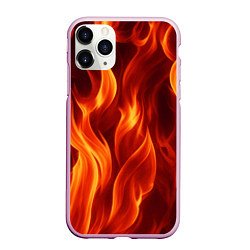 Чехол iPhone 11 Pro матовый Костёр на чёрном фоне, цвет: 3D-розовый